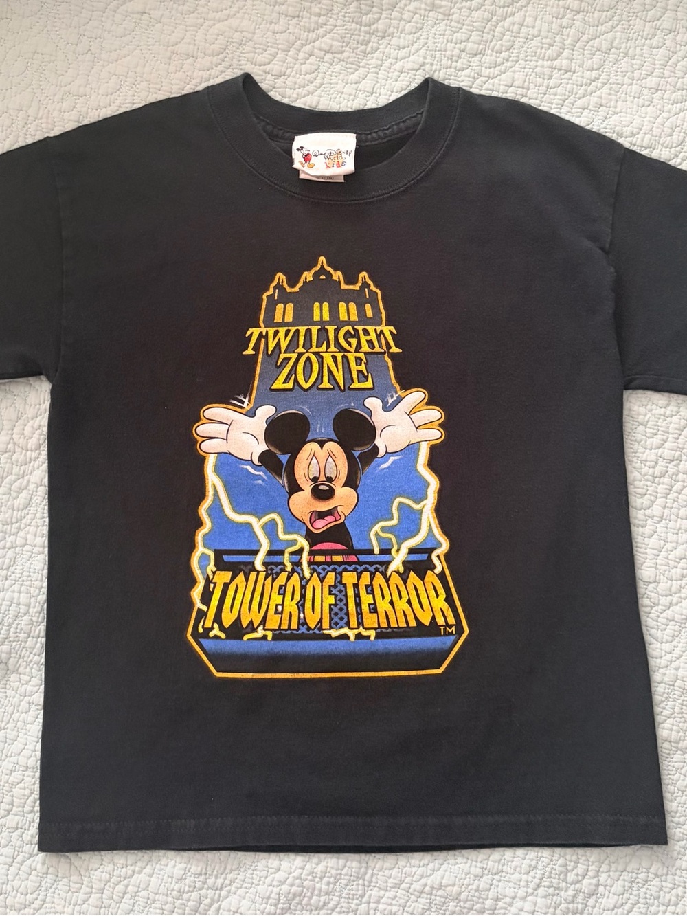 Vintage Disney Tower of Terror Polo Black Kids S Mickey I Survived- Very Rare